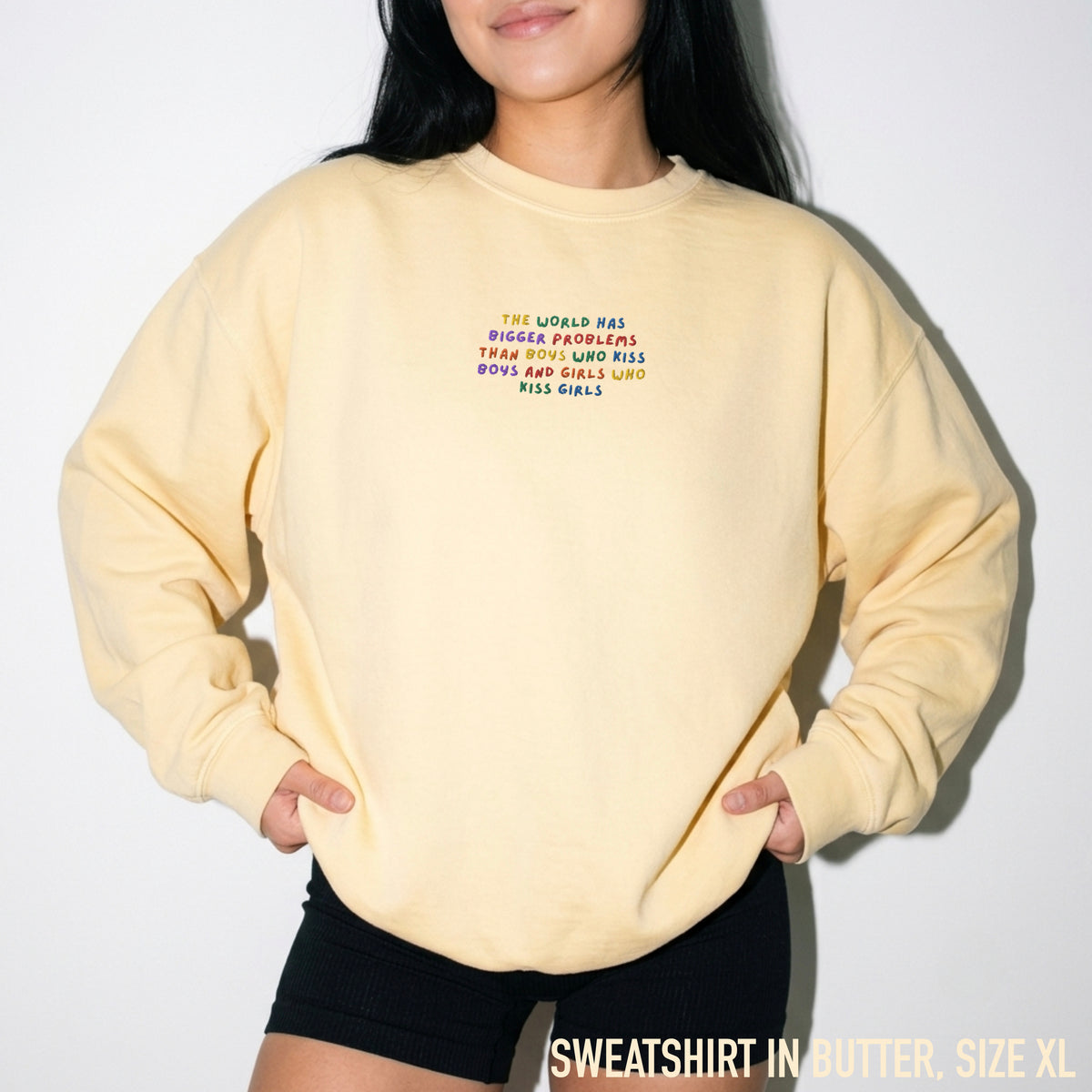 CUSTOM Your Text Playful Embroidered Vintage Wash Crewneck Sweatshirt