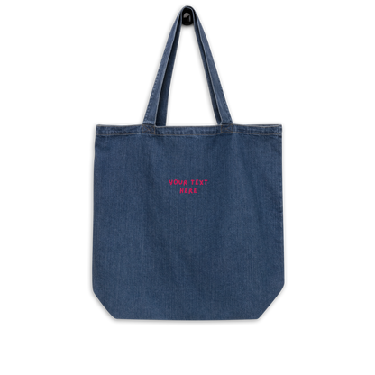 CUSTOM Your Text Playful Embroidered Organic Denim Tote Bag