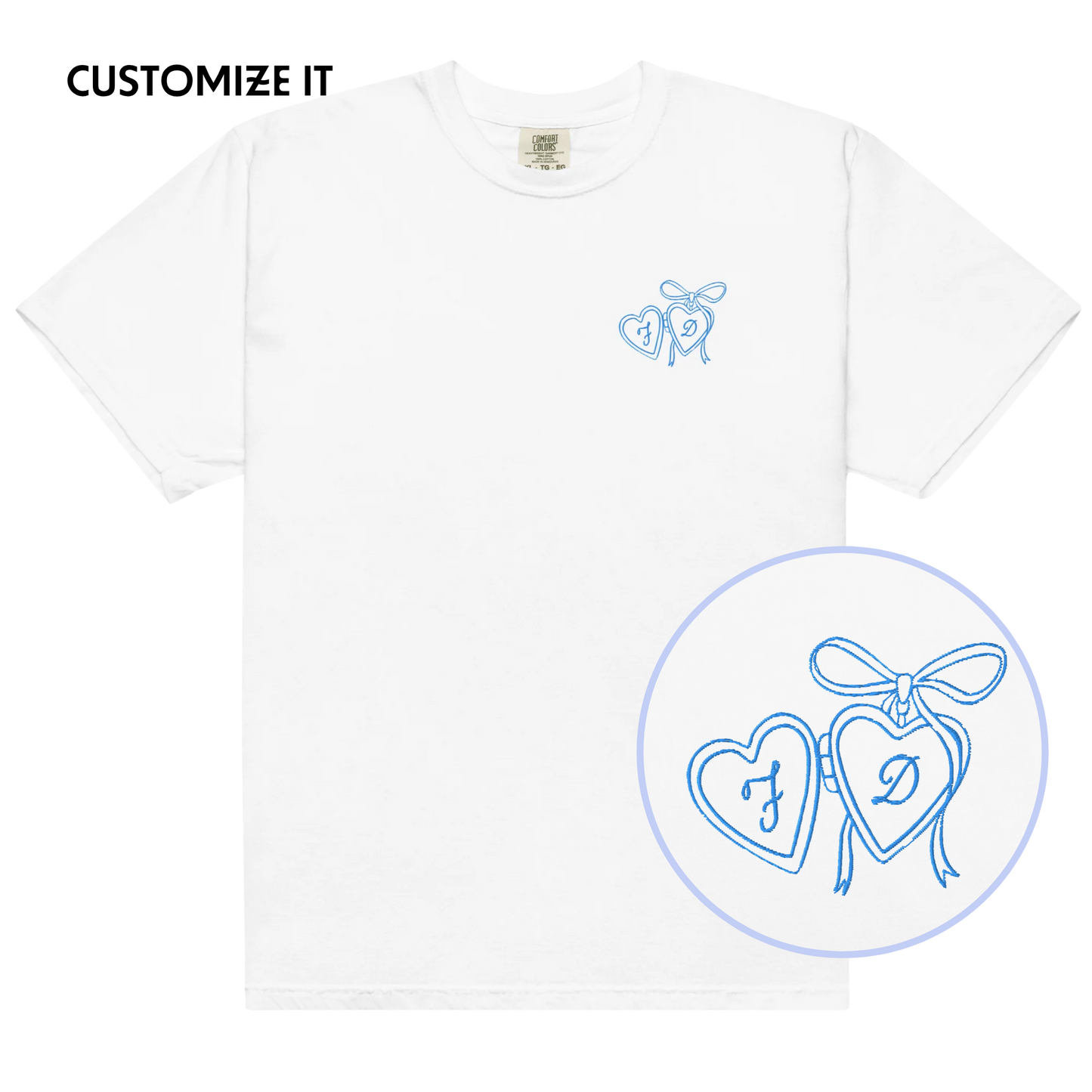 CUSTOM Couple Initials Wedding Bride Groom Embroidered Classic T-Shirt