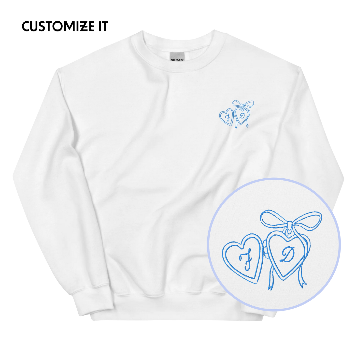 CUSTOM Couple Initials Wedding Bride Groom Embroidered Sweatshirt