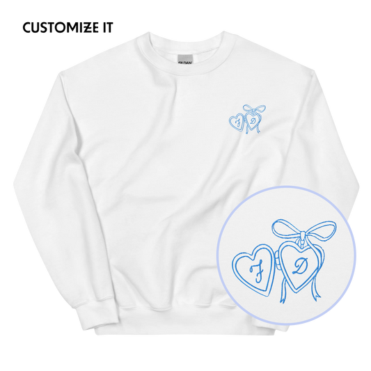 CUSTOM Couple Initials Wedding Bride Groom Embroidered Sweatshirt