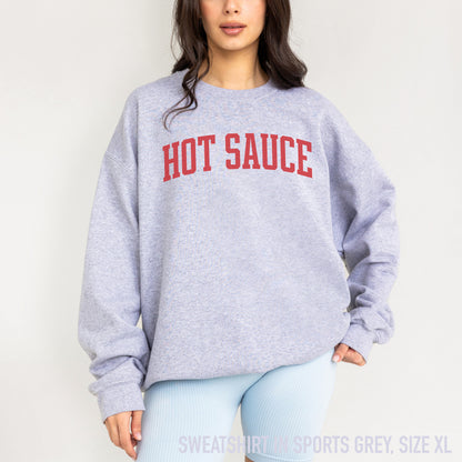Hot Sauce Condiment Foodie Varsity Sweatshirt