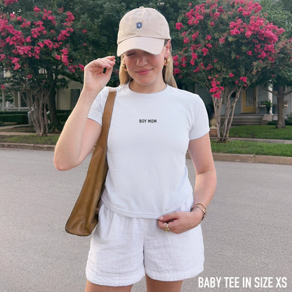 Boy Mom Embroidered Baby Tee