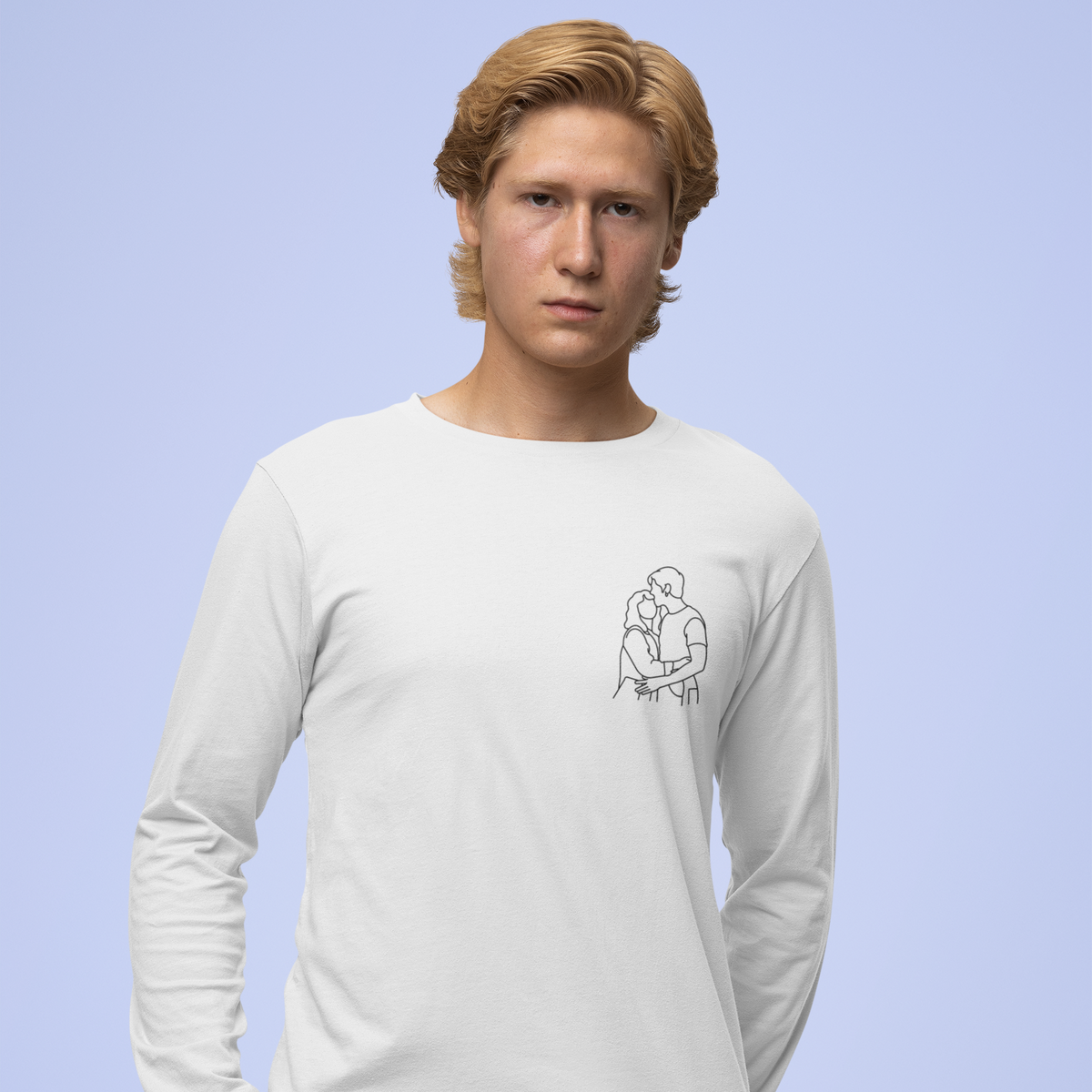 CUSTOM Embroidered Photo Portrait Long Sleeve T-Shirt