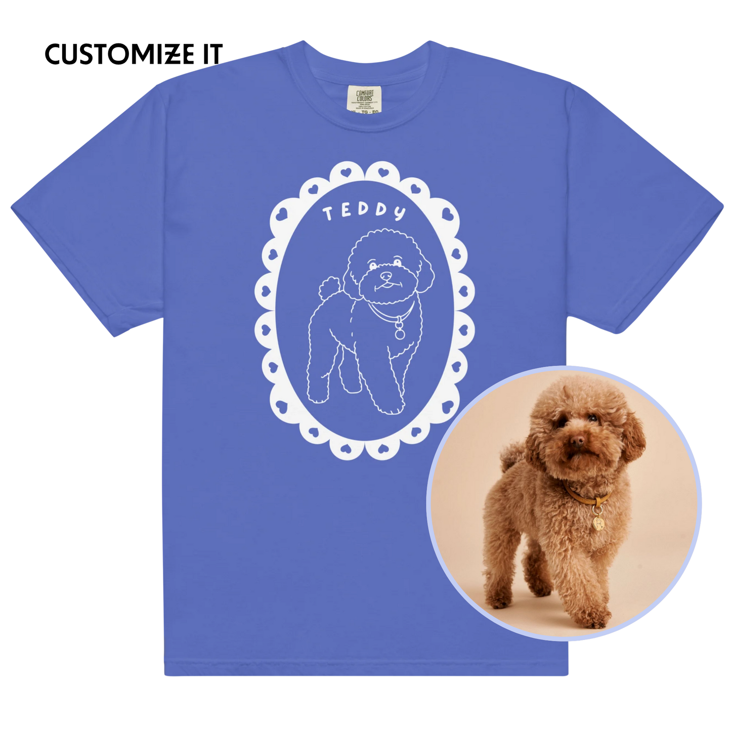CUSTOM Pet Portrait Heart Frame Classic T-Shirt