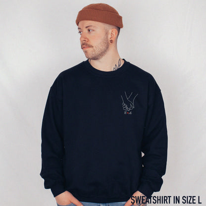 CUSTOM Couple Initials Embroidered Sweatshirt - Holding Hands