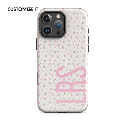 CUSTOM INITIALS Tiny Bloom Blue Aesthetic iPhone Case