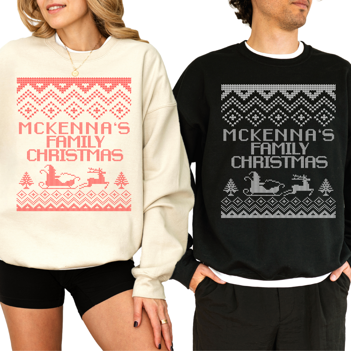 CUSTOM Family Surname Traditional Christmas Crewneck Sweatshirt