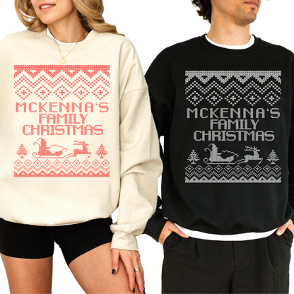 CUSTOM Family Surname Traditional Christmas Crewneck Sweatshirt