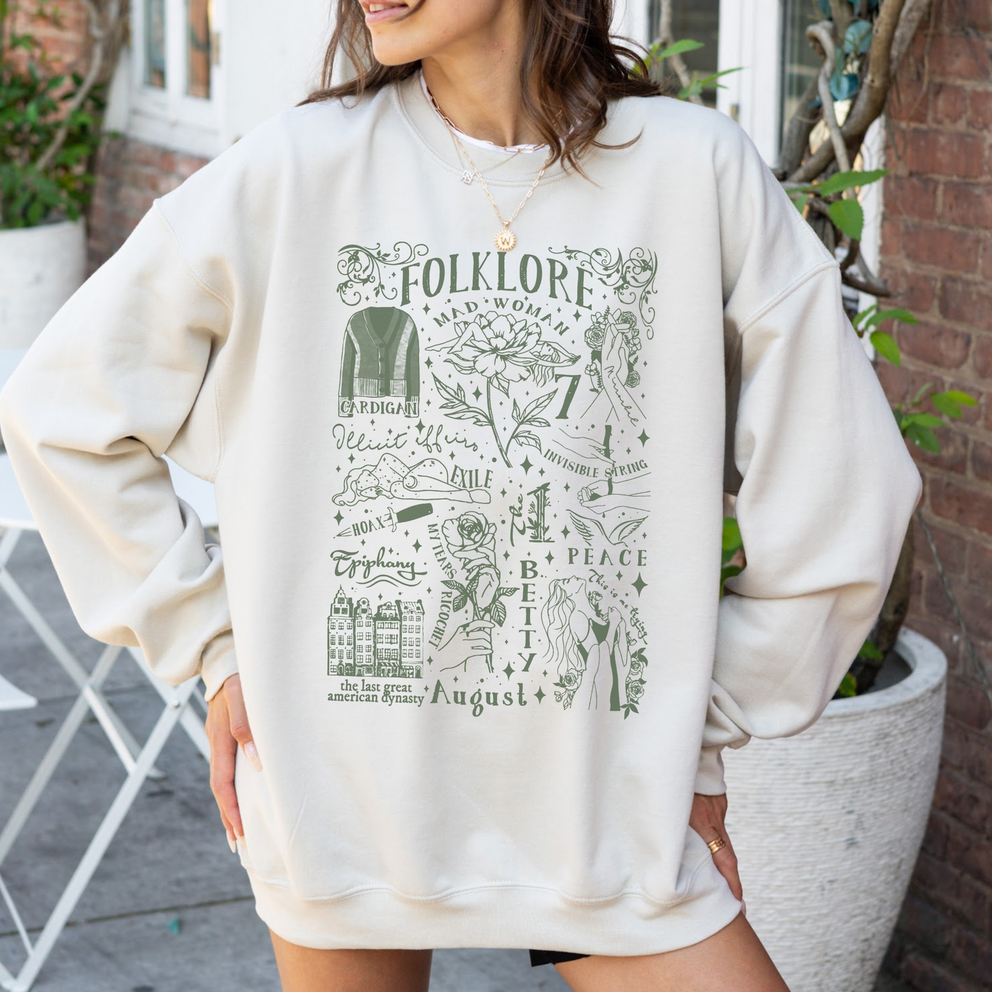 folklore Album Tracks Taylor Crewneck Sweatshirt