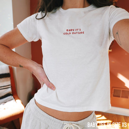 Baby It's Cold Outside Christmas Embroidered Baby Tee