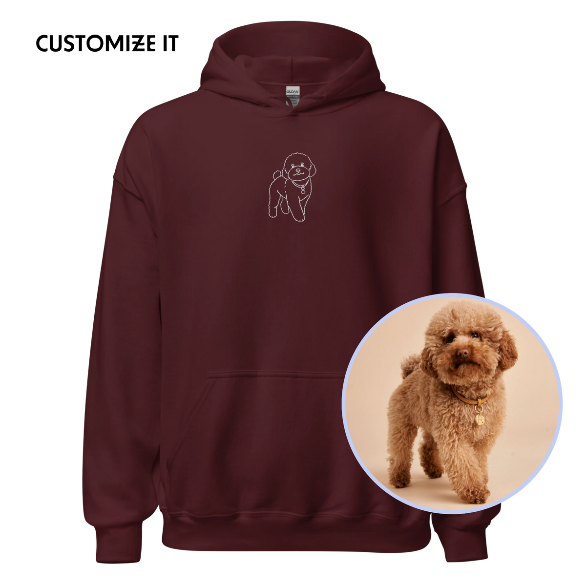 CUSTOM YOUR PET Portrait Embroidered Hoodie