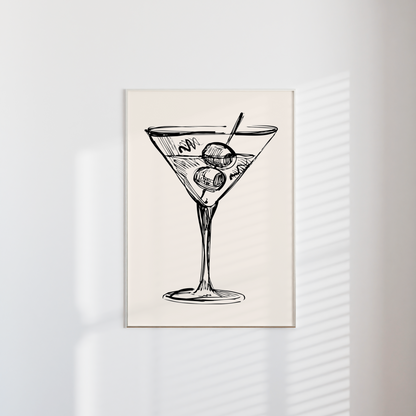 Dirty Martini Sketch Cocktail Poster