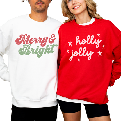 Holly Jolly Stars Christmas Crewneck Sweatshirt