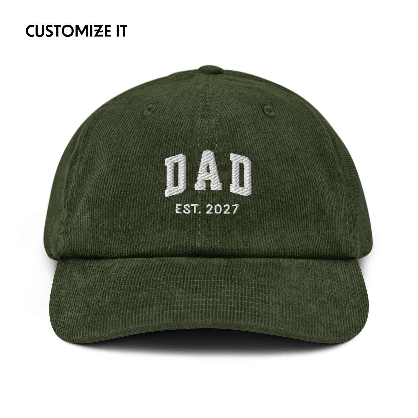 CUSTOM YEAR Dad Father Embroidered Corduroy Hat