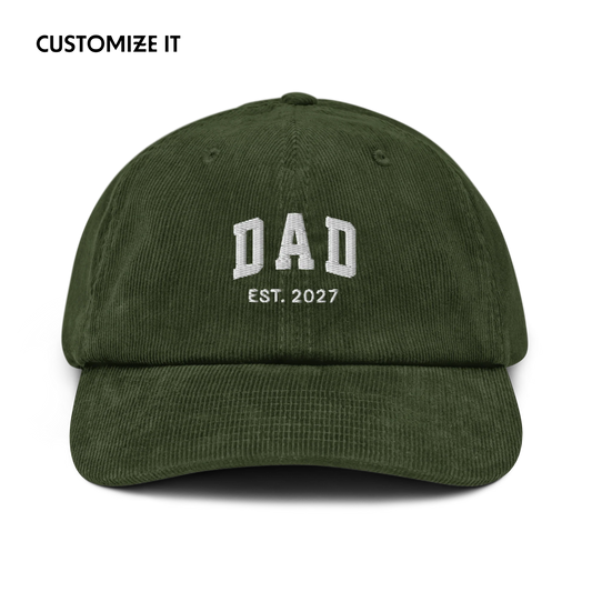 CUSTOM YEAR Dad Father Embroidered Corduroy Hat