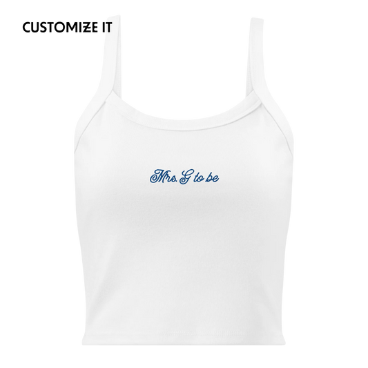 CUSTOM Mrs. Initial To Be Rib Embroidered Bride Tank Top