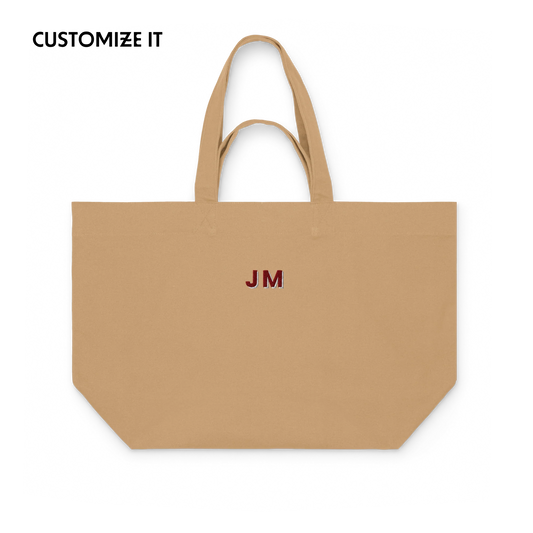 CUSTOM Maroon Initials Embroidered Heavyweight Shopper Bag
