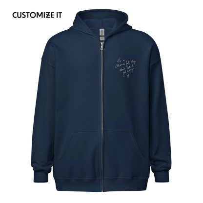 CUSTOM Your Handwriting Note Embroidered Zip-Up Hoodie