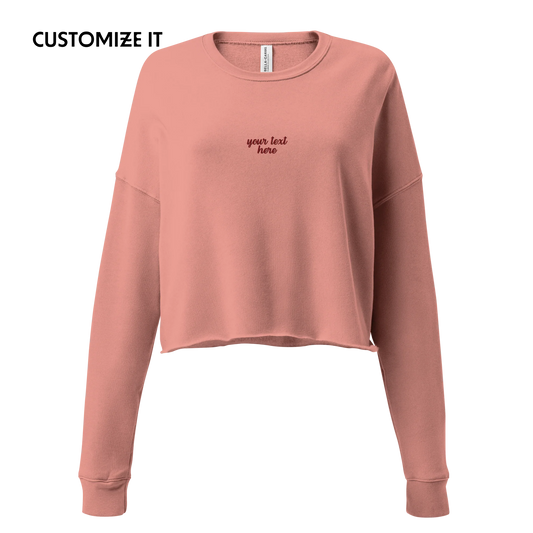 CUSTOM Your Text Cursive Embroidered Crop Fleece Sweatshirt