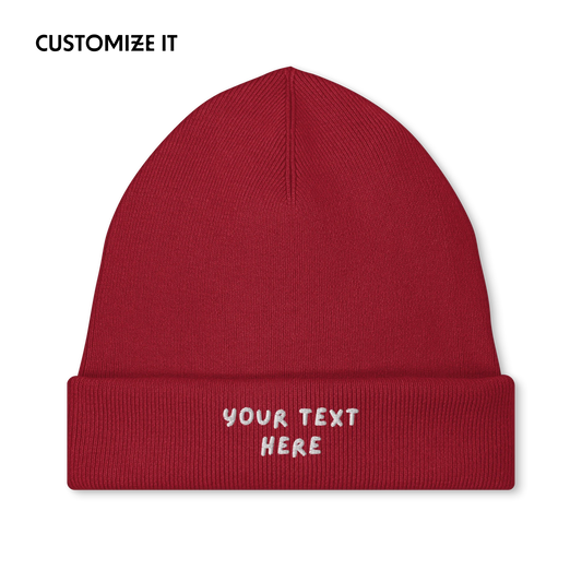 CUSTOM Your Text Playful Embroidered Classic Beanie