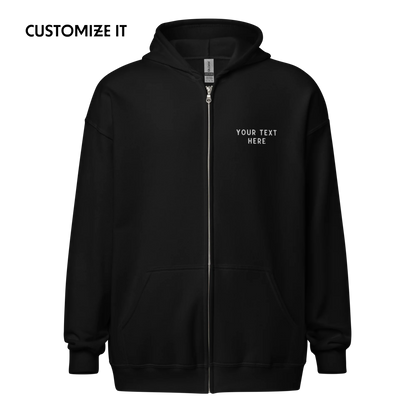 CUSTOM Your Text Embroidered Zip-Up Hoodie