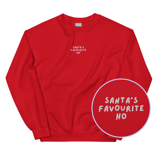 Santa's Favourite Ho Christmas Embroidered Sweatshirt