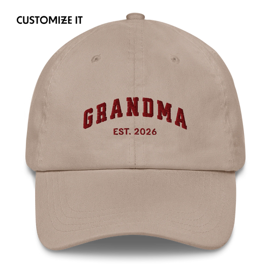 CUSTOM YEAR Grandma to Be Embroidered Cap