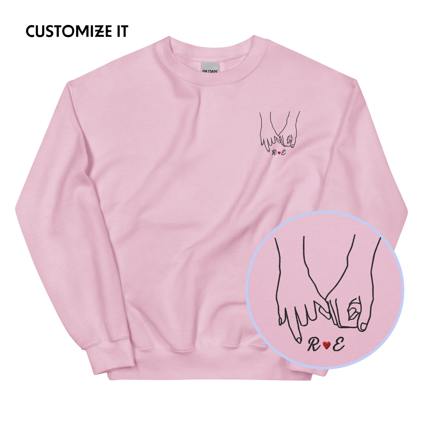 CUSTOM Couple Initials Embroidered Sweatshirt - Forever Linked