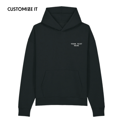 CUSTOM Your Text Pixel Embroidered Organic Relaxed Hoodie