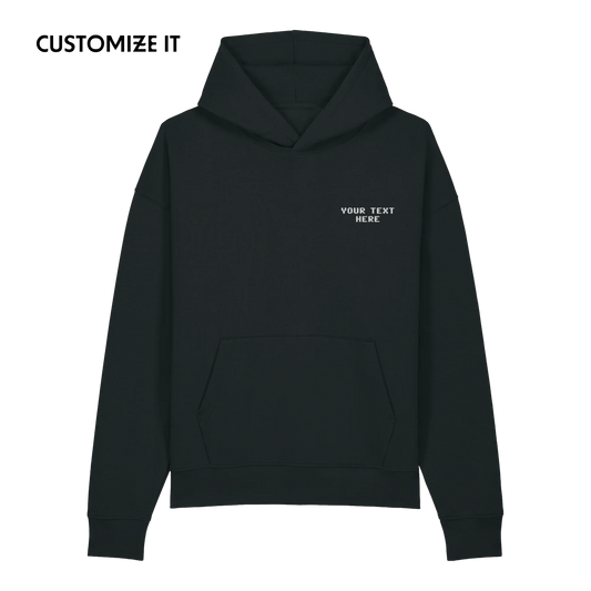 CUSTOM Your Text Pixel Embroidered Organic Relaxed Hoodie