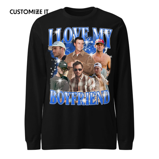 CUSTOM I Love My Boyfriend Photo Bootleg Long Sleeve T-Shirt