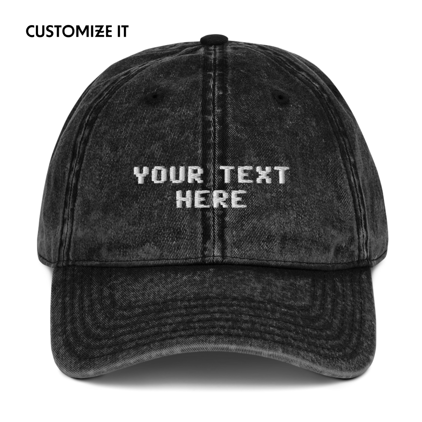 CUSTOM Your Text Pixel Embroidered Vintage Cap