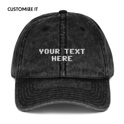 CUSTOM Your Text Pixel Embroidered Vintage Cap