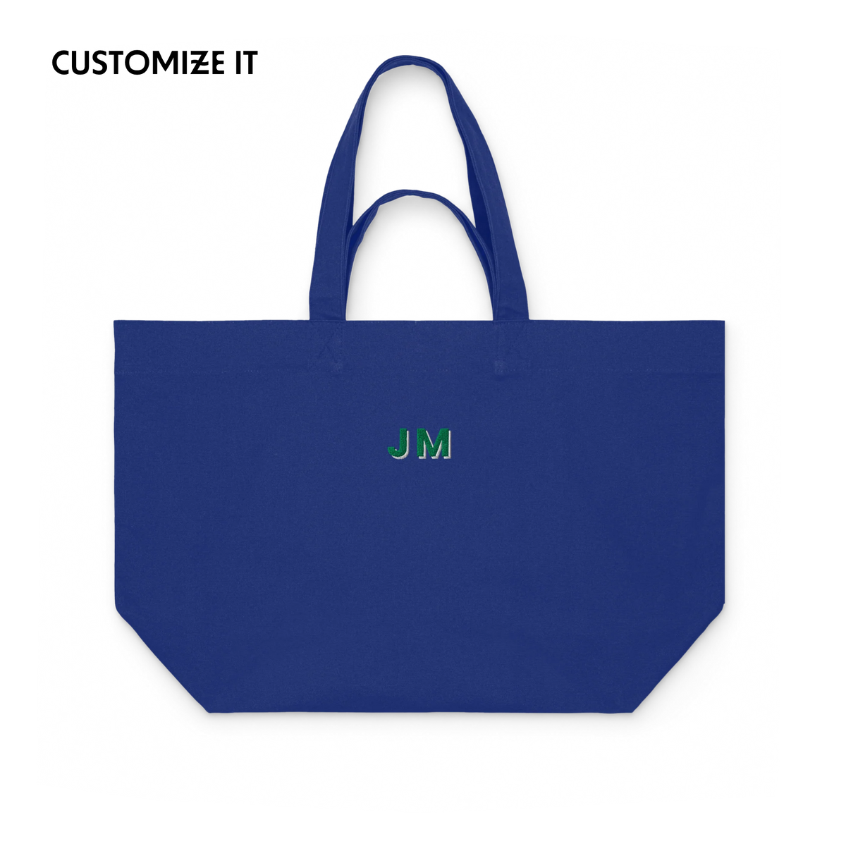CUSTOM Green Initials Embroidered Heavyweight Shopper Bag