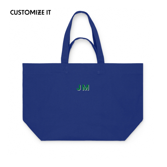 CUSTOM Green Initials Embroidered Heavyweight Shopper Bag