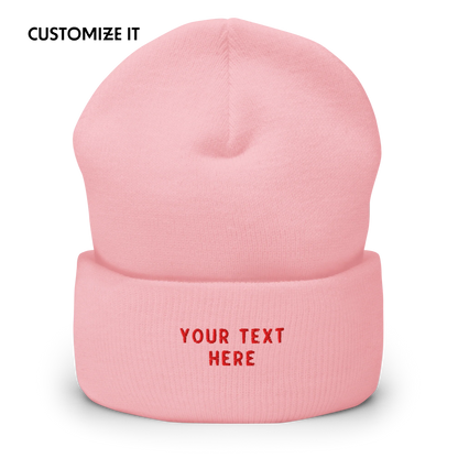 CUSTOM Text Embroidered Cuffed Beanie