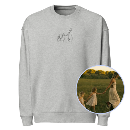 CUSTOM Embroidered Photo Portrait Organic Oversized Sweatshirt