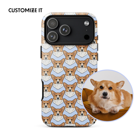 CUSTOM Hand-Drawn Pet Portrait iPhone Case | Blue