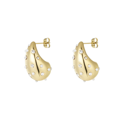 Pearls Rhinestone Drop Earrings