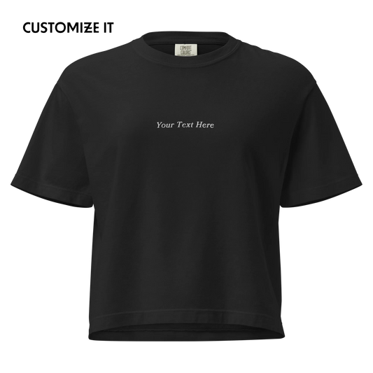 CUSTOM Your Text Serifed Embroidered Boxy Tee