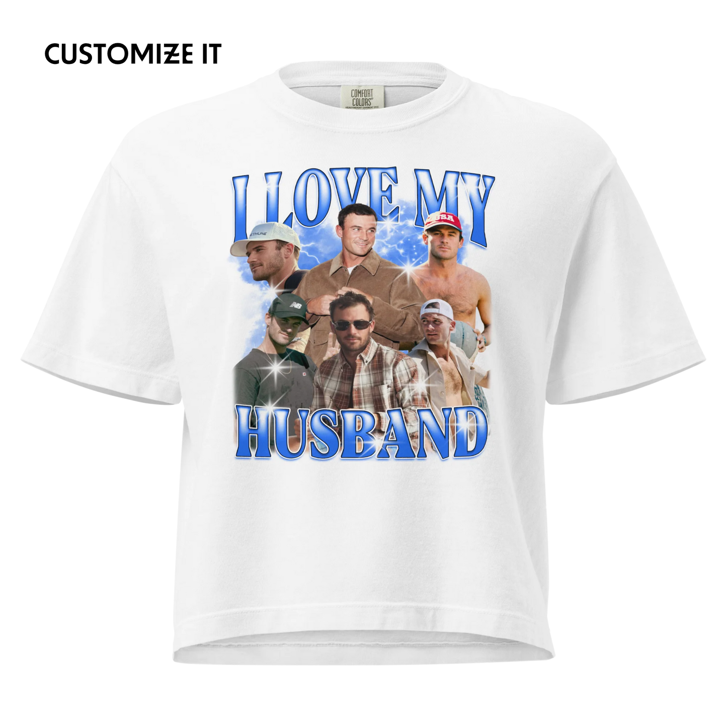 CUSTOM I Love My Husband Photo Bootleg Boxy Tee