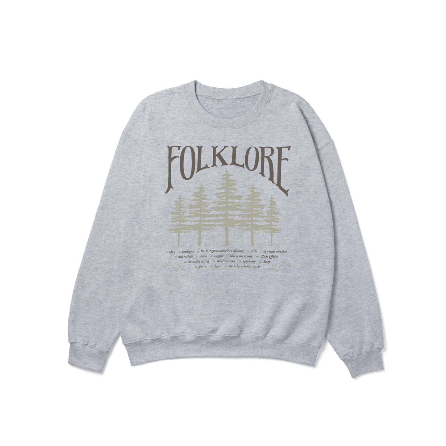 folklore Album Tracklist Crewneck Sweatshirt