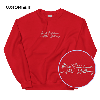 CUSTOM First Christmas as a Mrs. Surname Embroidered Sweatshirt