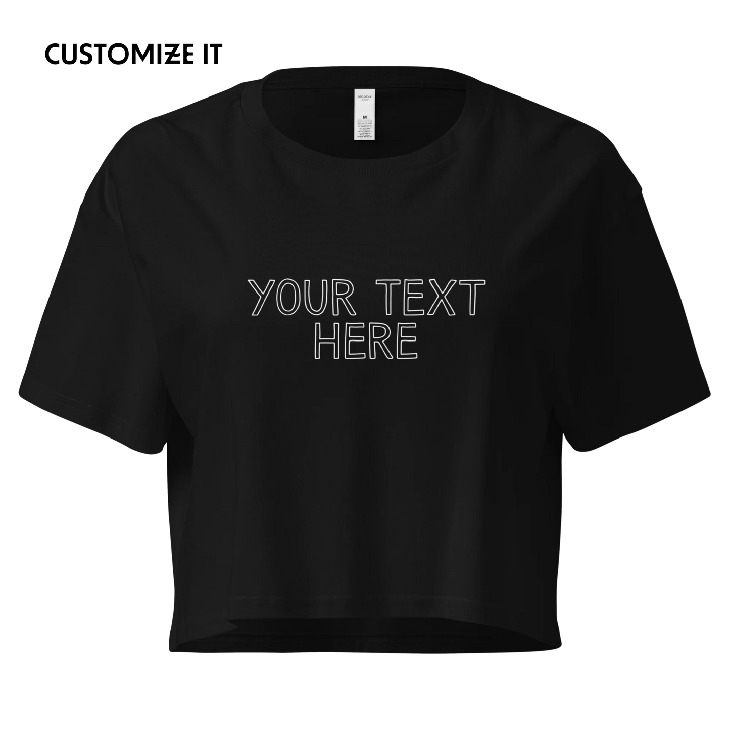 CUSTOM Your Text Outline Crop Tee