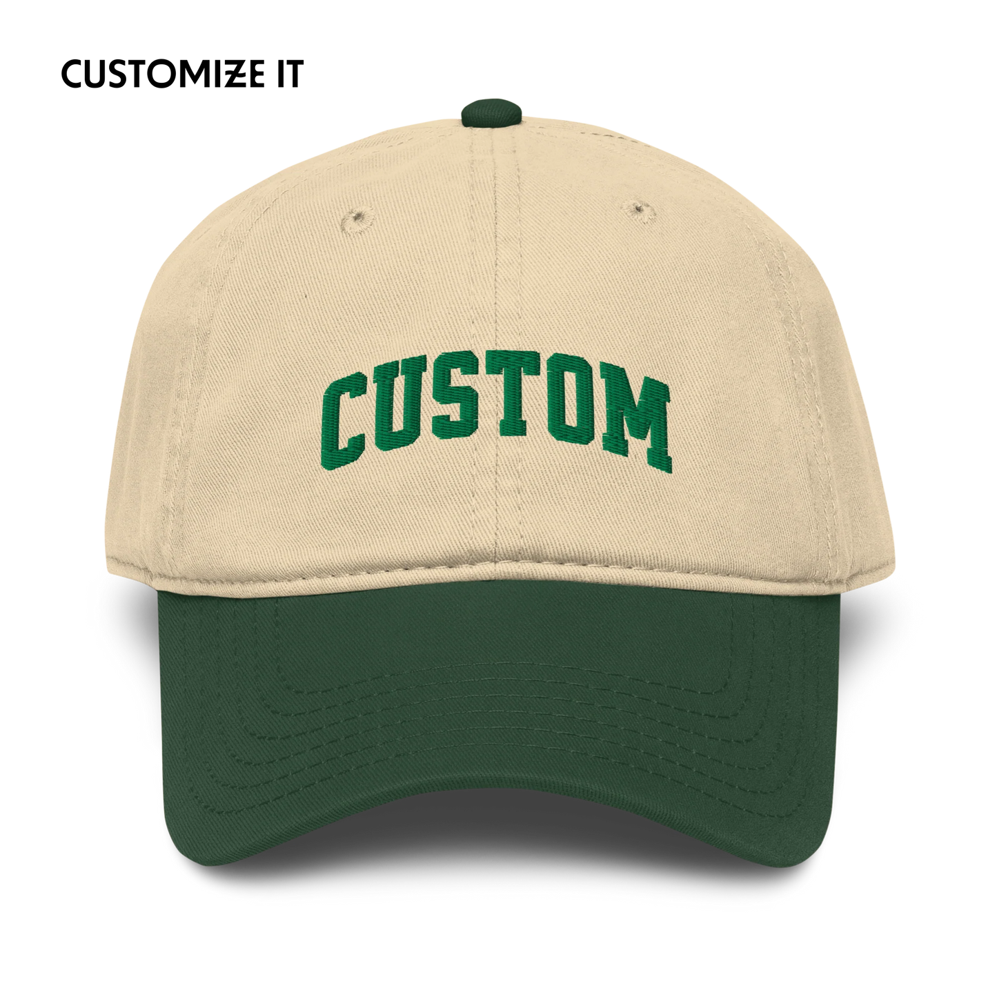 CUSTOM Your Text Varsity Font Embroidered Vintage Wash Baseball Cap