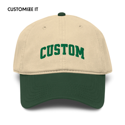 CUSTOM Your Text Varsity Font Embroidered Vintage Wash Baseball Cap