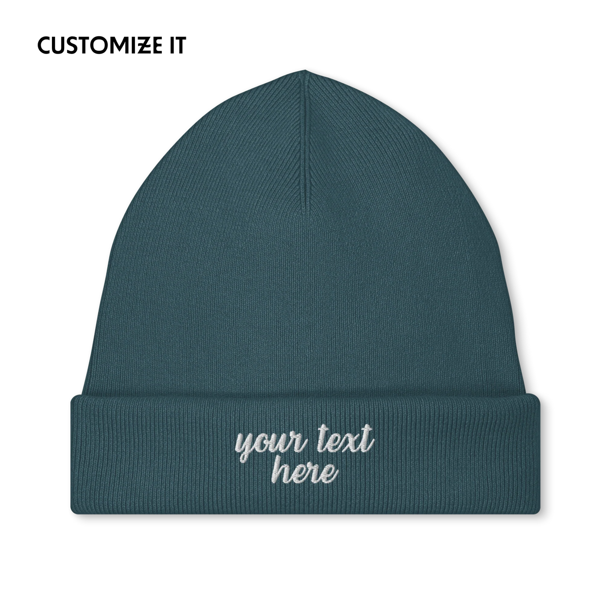 CUSTOM Your Text Cursive Embroidered Classic Beanie