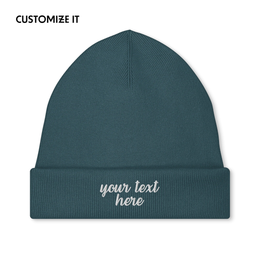 CUSTOM Your Text Cursive Embroidered Classic Beanie