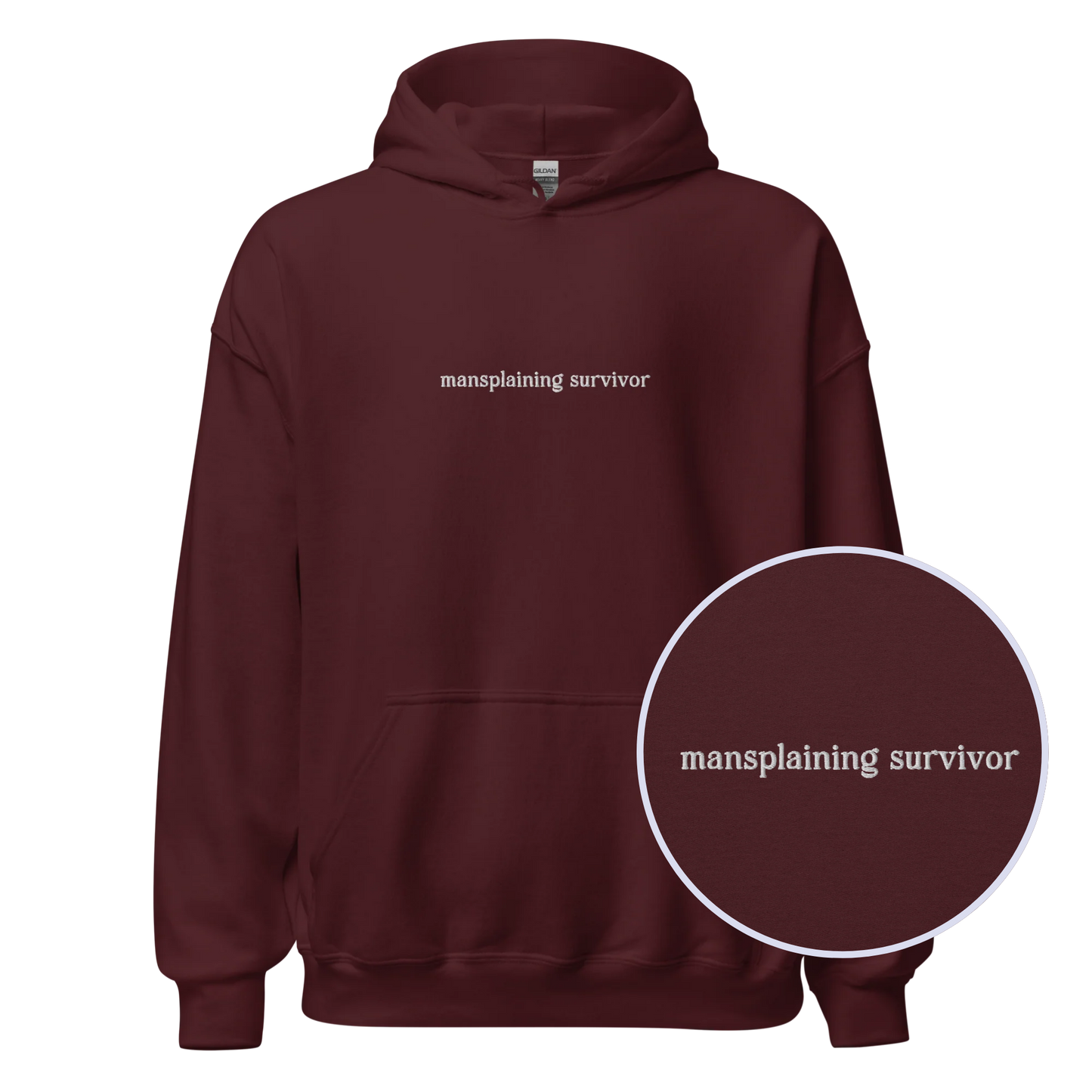 Mansplaining Survivor Embroidered Hoodie